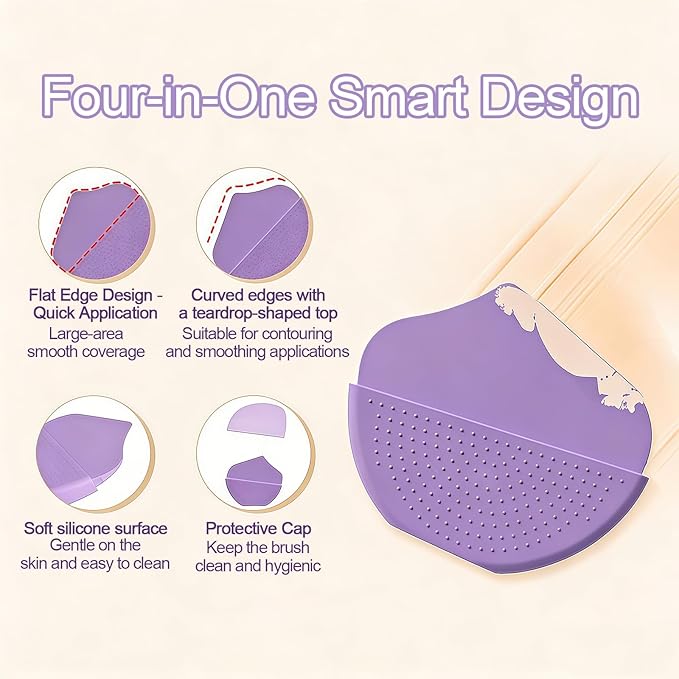 Silicone foundation make-up brush flat head, no trace, evenly apply powder, hold makeup, no time, light and thin makeup base tool (orange)