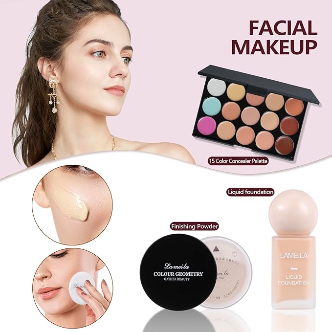 Makeup Kit for Women Full Kit, Professional Makeup Kit for Teens or Adult, All in One Makeup Sets Include Eyeshadow Palette Lipstick Concealer Foundation Mascara Loose Powder Etc