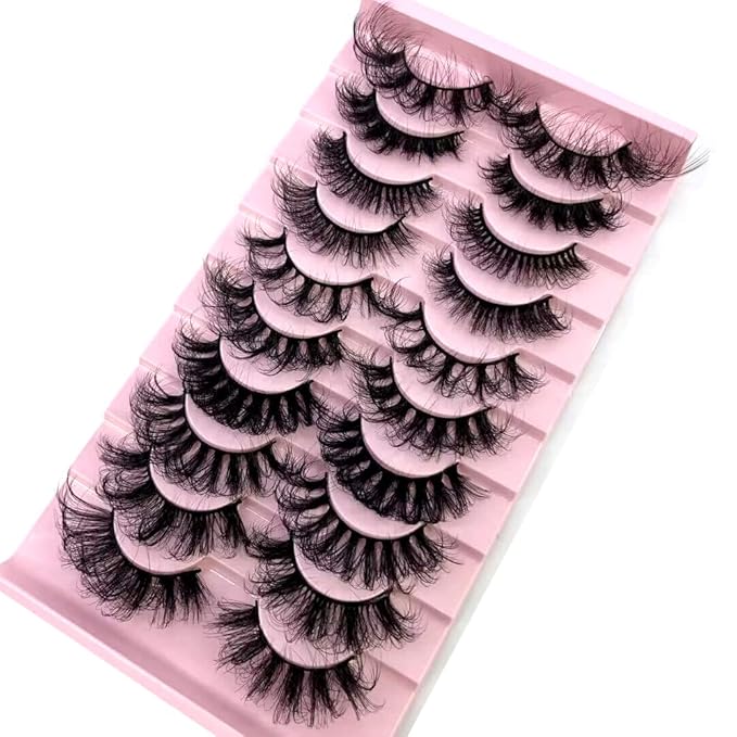HBZGTLAD Soft Mink Eyelashes 3D Curl Winged End Eye Elongated Fake Lashes Thick Handmade Natural False Eyelash Messy Cross Lash Wholesale (MX-5)