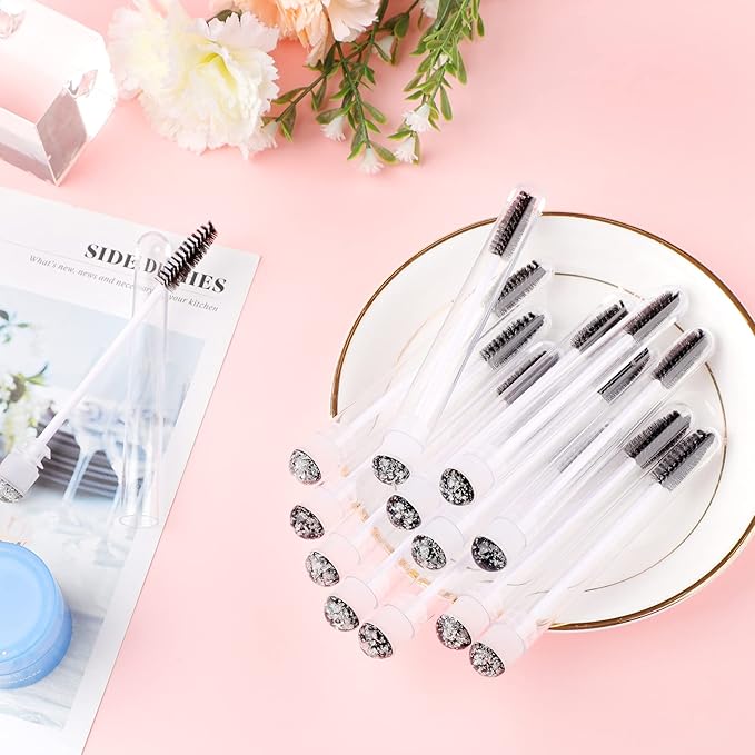 Dming 20pcs Eyelash brush Lash Wand Makeup tool Eyelash Extension supplies Cleaning brush Diamond Mascara foil black