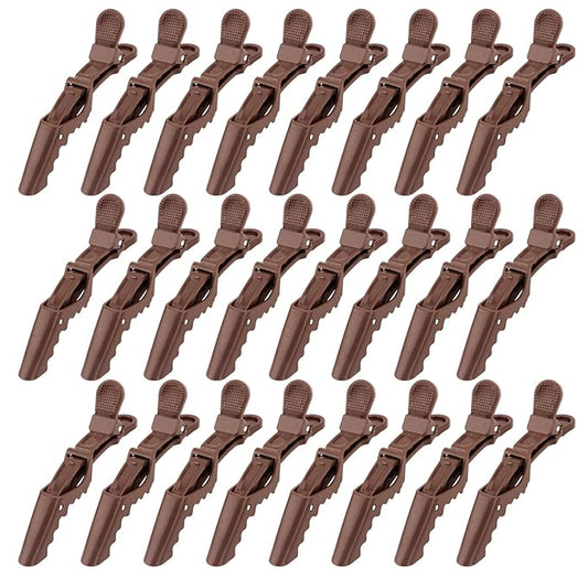 24 Pack Alligator Hair Clips, Professional Clips for Hair Sectioning, Hair Styling Accessories for Women Men Girls Teens，Coffee