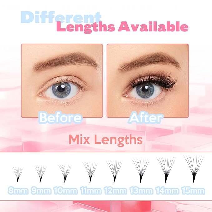 FADLASH 600 Premade Volume Fans Wispy Lash Extensions Natural Look Handmade Lashes Loose Fan Volume Eyelashes Thickness 0.07 D Curl Eyelash Extension Mix Length (10D-0.07D-8-15mm)