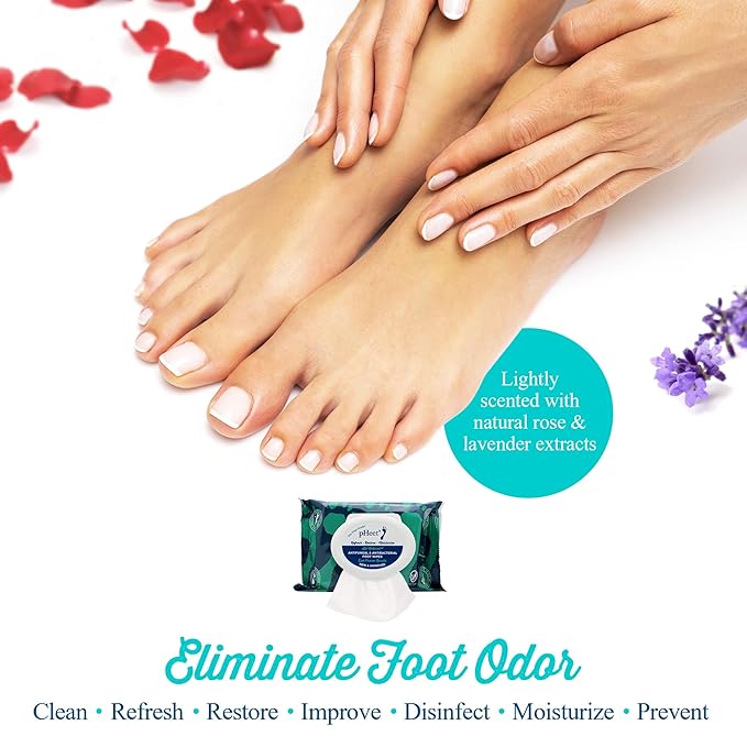 pHeet® Foot Wipes All-Natural Antifungal & Antibacterial Formula, Cleanses, Moisturizes, Prevents & Kills Athletes Foot, Toenail & Foot Fungus, Odor & Improves Dry, Cracked, Flaky & Diabetic Skin 72ct