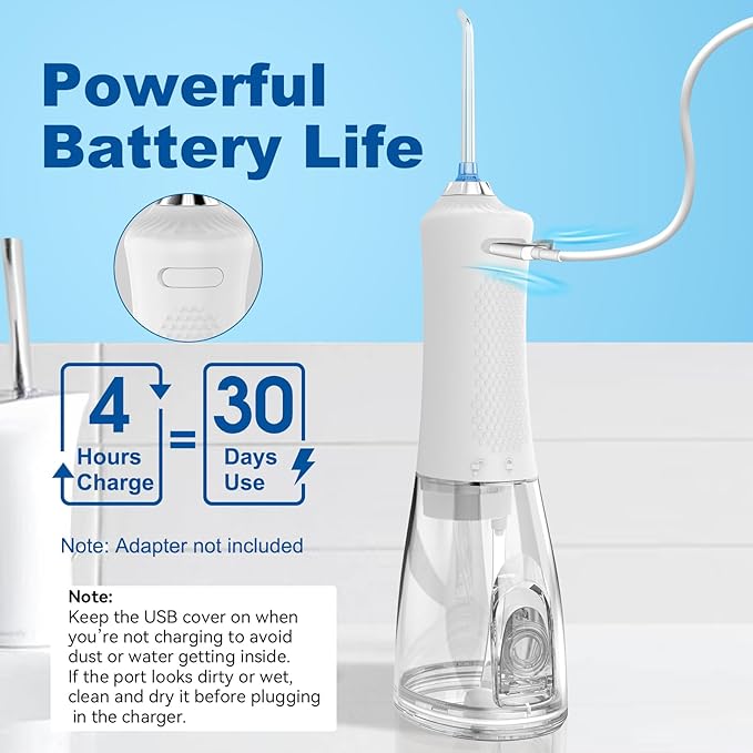 WellLeo Water Flosser for Teeth, 300ML Cordless Oral Irrigator Rechargeable Dental Flosser Picks with 5 Modes 5 Jet Tips,IPX7 Waterproof Teeth Cleaner for Braces Gum Care, Home Travel Use