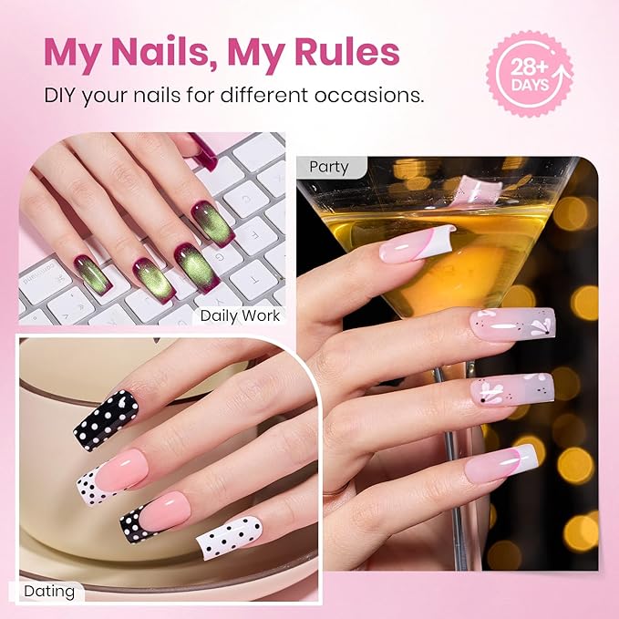 Beetles Gel Nail Tips Flat-X - Square Medium, 320pcs 16 Sizes, Pre-Etched Half Matte Full Cover Soft Acrylic Press on False Nail Extension Tips Easy DIY Salon Art for Flat & Natural Nail Beds