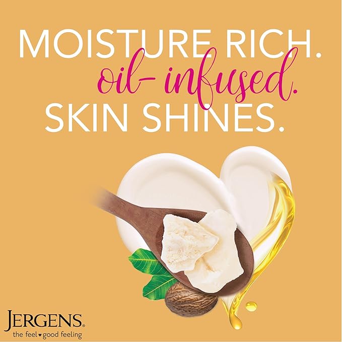 Jergens Shea Butter Hand and Body Lotion, Deep Conditioning Moisturizer, 3X More Radiant Skin, with Pure Shea Butter, Dermatologist Tested, 26.5 Oz