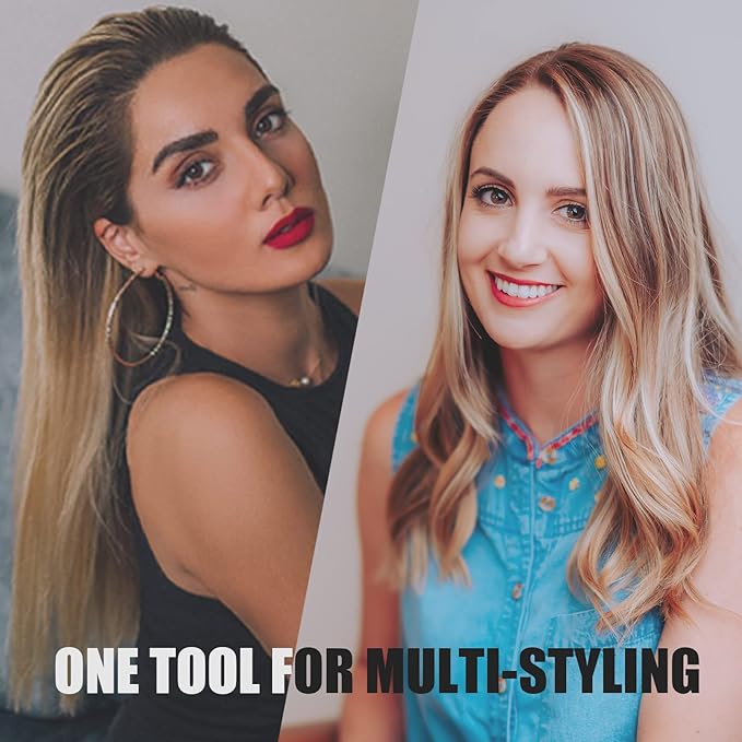 Terviiix 100% Titanium Flat Iron, 24K Salon Professional Hair Straightener and Curler 2 in 1, Non-Snagging Straightening Iron for One Swipe, 15s Ultra Fast Heating, Dual Voltage, Auto Shut Off, 1''