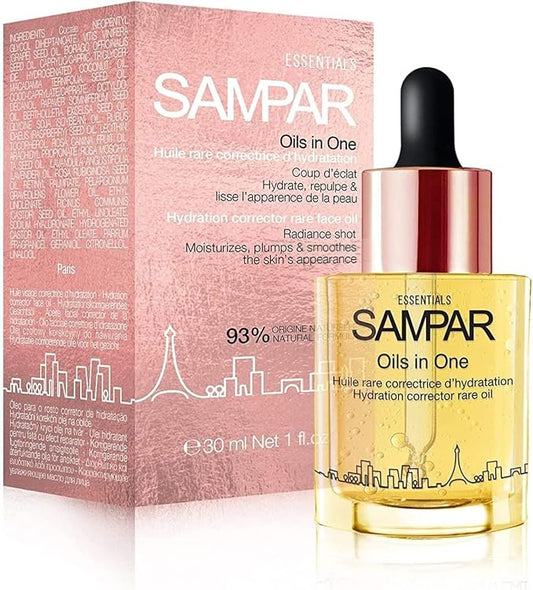 SAMPAR - Oils In One Hydration Corrector with Hyaluronic Acid, Raspberry & Borage Oil - Prevents Dehydration, Enhances Skin & Wrinkle Care - All Skin Types - Cruelty-Free, Made in Paris (1 oz)