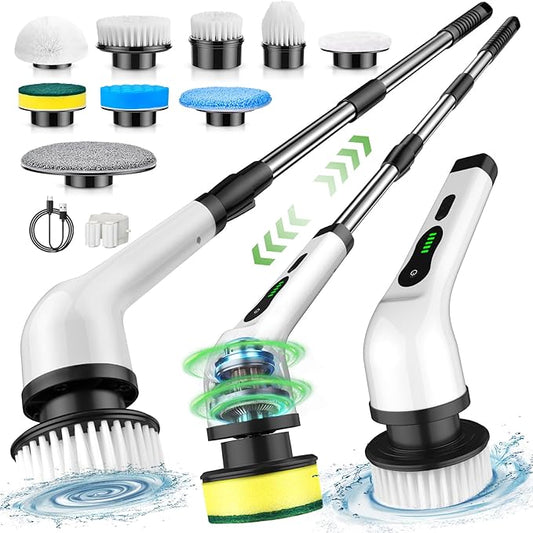 Electric spin scrubber, cordless cleaning