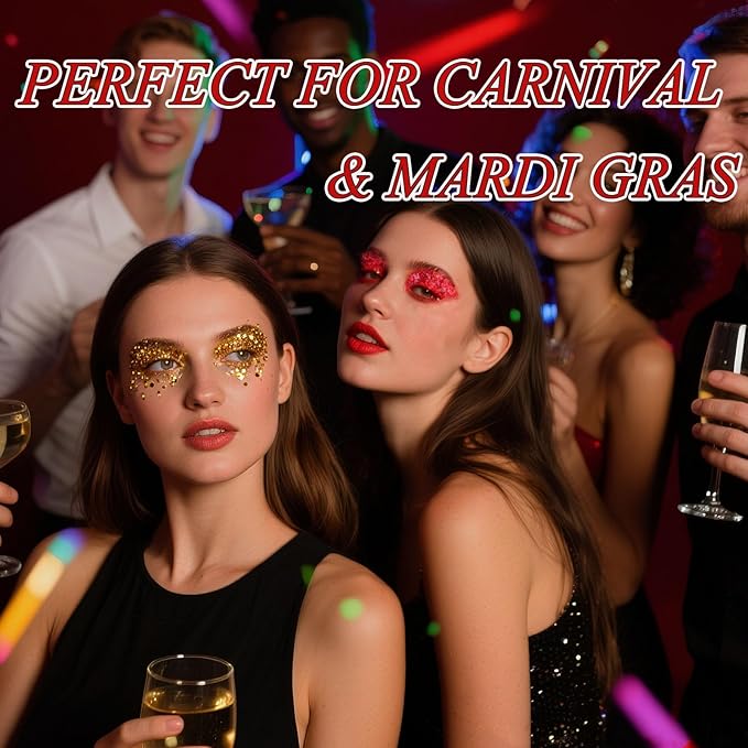 AROIC Face Glitter, 14Pcs Mardi Gras Accessories, Body & Hair Glitter Gel Sparkle Makeup for Women Party Rave Outfits, Concerts Festival Face Paint，Rave Accessories Music Festivals Black Light Party