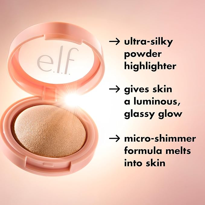e.l.f. Halo Glow Silky Powder Highlighter, Long-Lasting Luminous Face Finish, Cake-Resistant With Micro-Shimmer, Vegan & Cruelty-Free, Soft Pearl Era