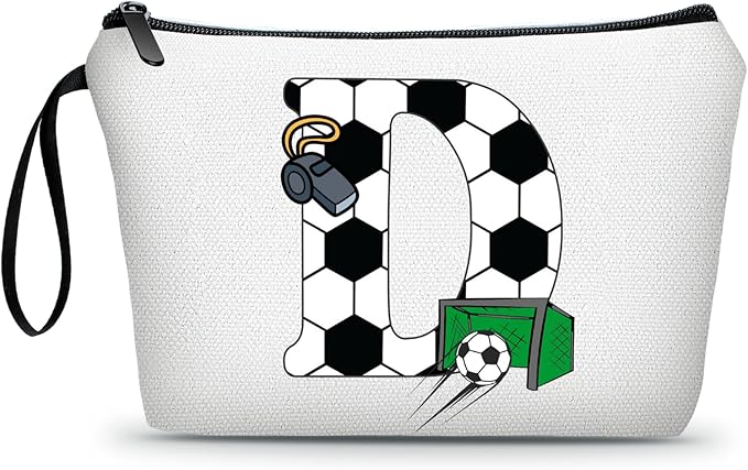 ARIOSEY Soccer Gifts Personalized Soccer Ball Cosmetic Bag for Purse Birthday Inspirational Gifts for Girls Women Team Coach Mom Stuff Travel Organizer-D