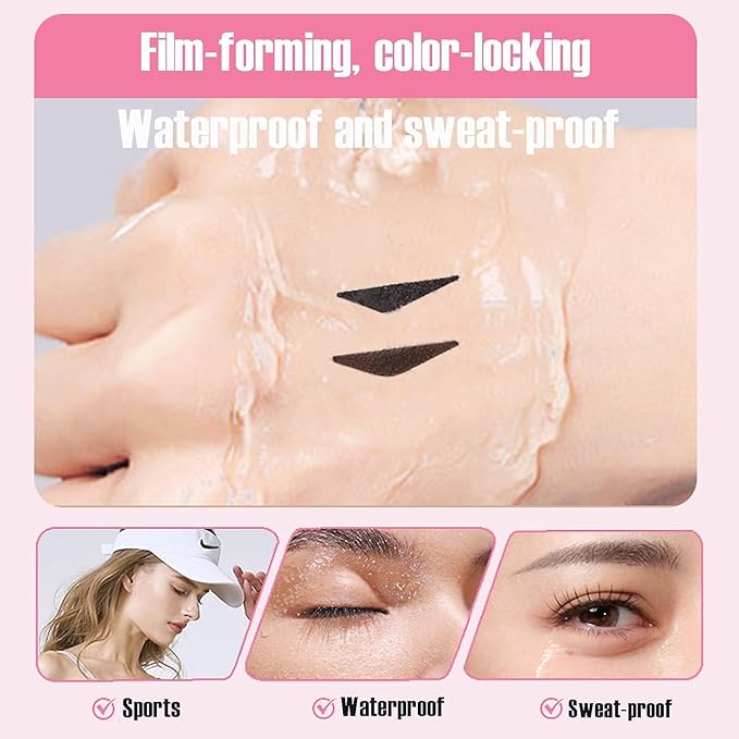 2PCS Gel Eyeliner Pencil Set, Foldable Eyeliner Stamp for Perfect Wings, Waterproof Eyeliners Tool, Smudge Proof Eyeliners Pen for Beginners (Black+Brown)