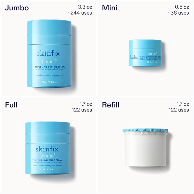 Skinfix Triple Lipid-Peptide Cream XL - 3.3 oz - Rich Face Moisturizer with Hyaluronic Acid - Hydrates & Restores Dry, Sensitive Skin - Non-Comedogenic, Fragrance Free, Vegan, Cruelty Free