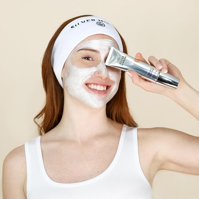 Silver Mirror Signature Facial Mask (1.7 fl oz) & Serum (0.33 fl oz), Skin Care Set, 2-Step Face Tightening and Lifting Skincare, Anti Wrinkle, with Hyaluronic Acid, for Instant Face Lift