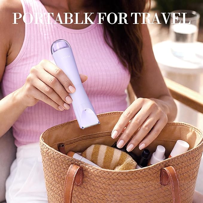Bikini Trimmer for Women, Flyant 2 in 1 Electric Shaver for Women, Pubic Hair Trimmer Waterproof IPX7 with LED, Bikini Razor for Leg Arm Underarm Bikini Area, Teen Girl Gifts - Lavender Dream Purple