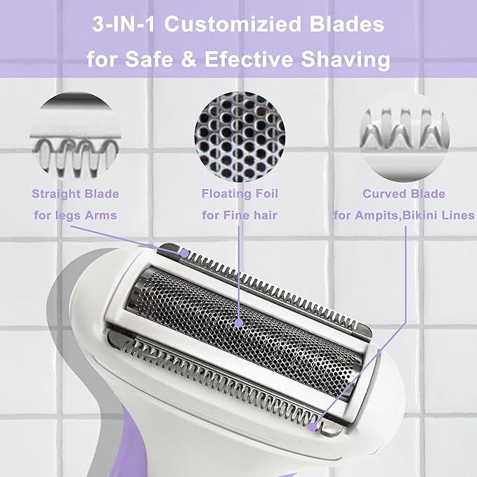 Electric Razors for Women & Bikini Trimmer-Waterproof Cordless for Shower,Travel | Hypoallergenic Foil Shaver for Legs,Underarms,Bikini Line,Wet/Dry Use,Orchid/P9OL