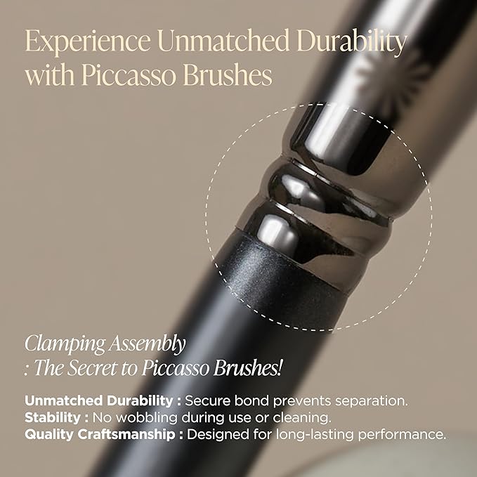 Piccasso FB17 Foundation Brush – Soft Makeup Brush for Liquid & Cream Foundation, Curved Bristles for Smooth and Flawless Face Makeup, Professional Tool for Base Layering, Korean Beauty Essential