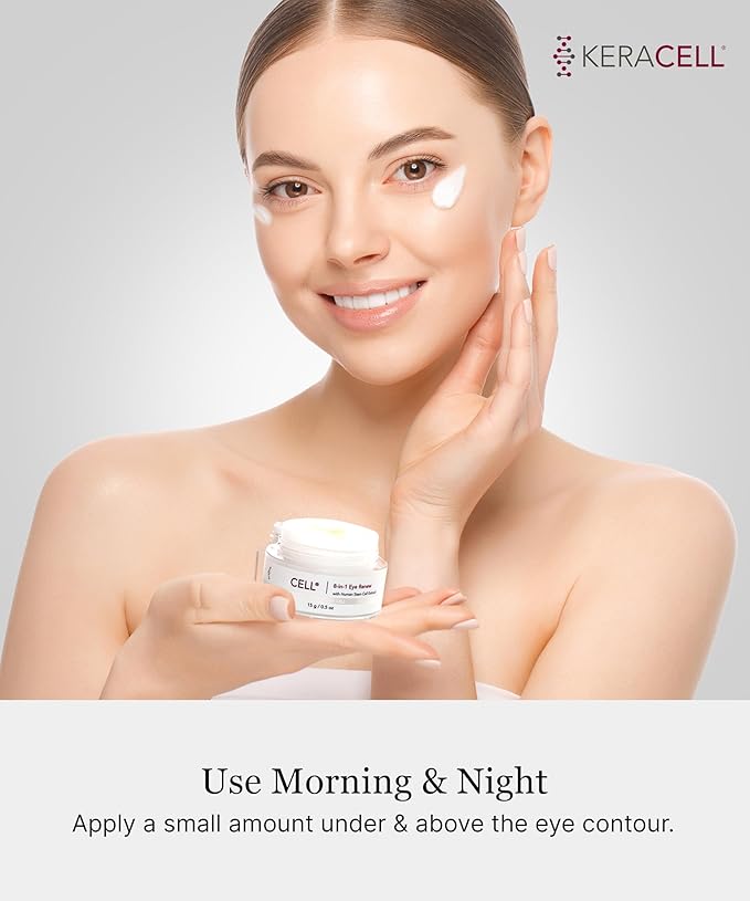 Keracell Eye Cream Anti Aging Solution – 8-in-1 Renew Cream with MHCsc Technology – Under Eye Cream for Dark Circles - Reduces Puffiness, Fine Lines, Wrinkles – With Peptides & Cucumber - 0.5 oz