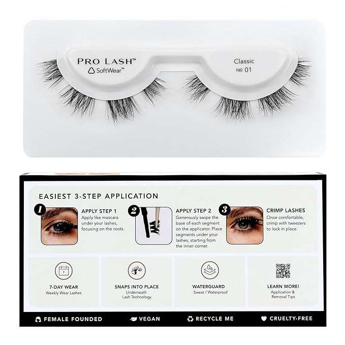 Pro Lash SoftWear Professionally Styled Lash Clusters - Seamless, Lightweight Lashes - 7-Day Cluster Eyelash Extensions - Waterproof Lashes Clusters - Single Set - Classic No. 01 Black