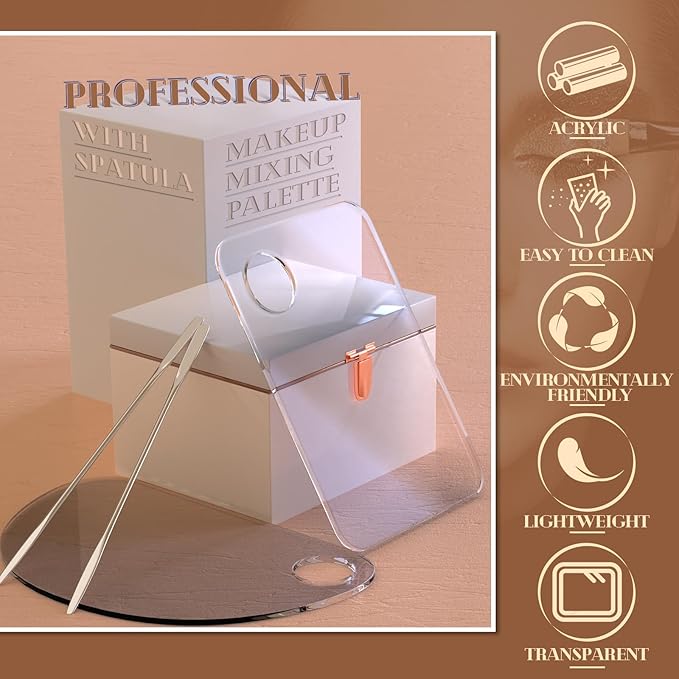 Acrylic Cosmetic Makeup Palette, 4 In 2 Set Mixing