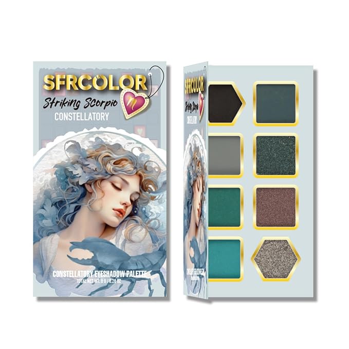 12-Color Zodiac Eyeshadow Palette, Matte Metallic Shimmer Pressed Pigments, Highly Pigmented Makeup Palette for Professional & Daily Eye Makeup (8289 Scorpio)
