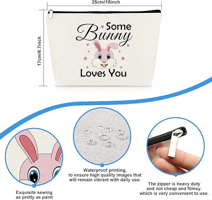Bunny Lover Gifts Makeup Bag Rabbit Gift for Women Rabbit Lover Gift for Girls Bunny Themed Gift Idea Cosmetic Bag Bunny Girls Gifts Birthday Christmas Easter Gift for Friends Daughter Sister
