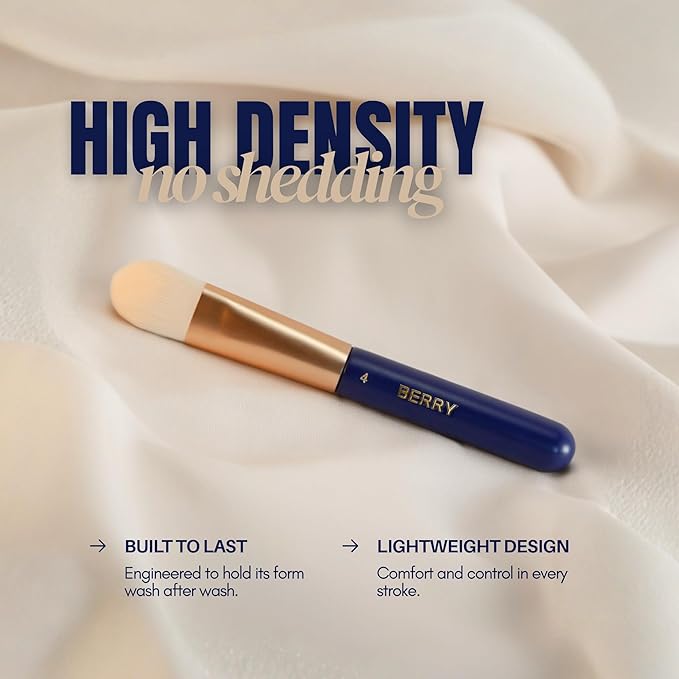 BERRY Blue Premium Makeup Brush Set – 12-Piece Professional Ultra-Soft Synthetic Brushes for Face & Eyes | Foundation, Powder, Blush, Concealer, Eyeshadow – Vegan, Cruelty-Free, Numbered, Travel Case