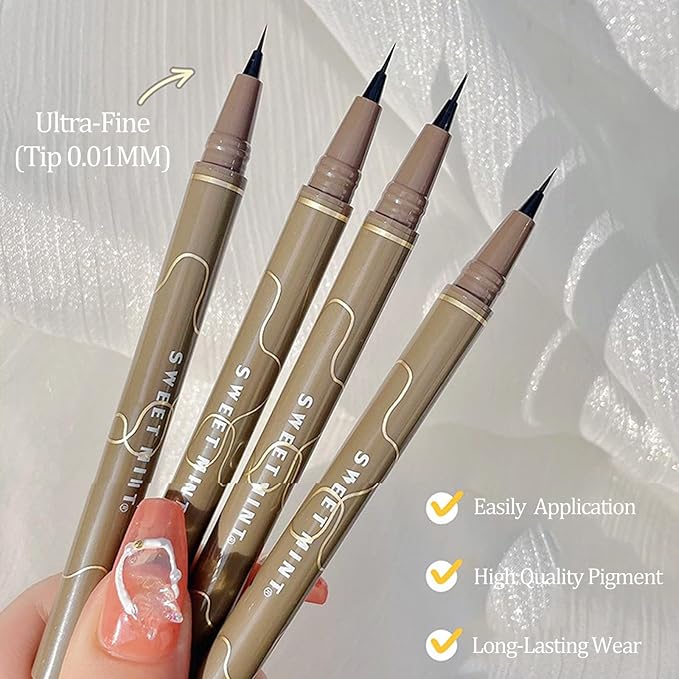 Black Liquid Eyeliner, Liquid Eye Liner Waterproof And Smudge Proof Eyeliner Makeup, High-Pigmented Liquid Eyeliner Pen For Women Long-Lasting Wear, Felt Tip, Smooth, Quick Drying, Lightweight