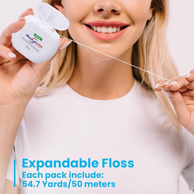 Geiserailie 96 Pack Dental Floss Bulk Mint Flavored Floss 50m Each Travel Dental String Oral Care for Teeth Protection(Round Box)