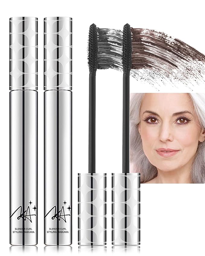 Mascara for Older Women 60 Plus, Black+Brown Mascara Volume and Length for Mature Women with Thinning Lashes, Prime Máscara Waterproof Long Lasting Volumizing,Hypoallergenic Máscara for Sensitive Eyes