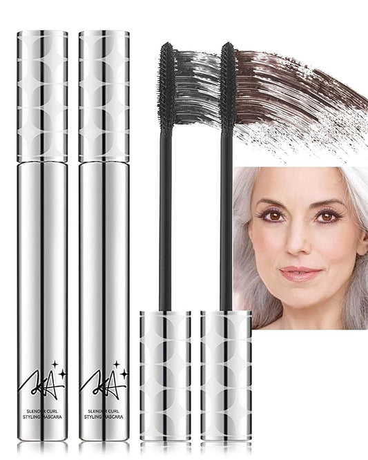 Mascara for Older Women 60 Plus, Black+Brown Mascara Volume and Length for Mature Women with Thinning Lashes, Prime Máscara Waterproof Long Lasting Volumizing,Hypoallergenic Máscara for Sensitive Eyes