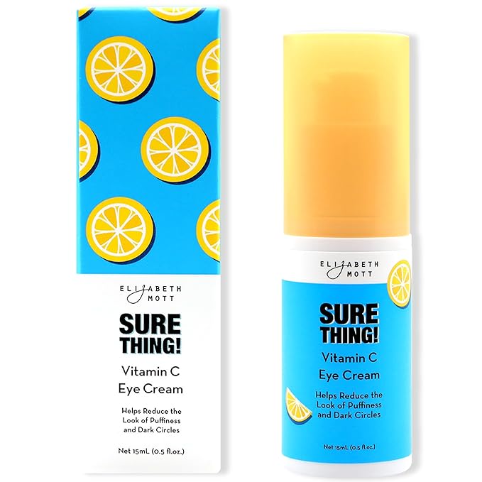 Elizabeth Mott Sure Thing Vitamin C Eye Cream – Hydrating & Brightening Eye Treatment for Dark Circles and Puffiness – Vegan, Fragrance-Free, Cruelty-Free Skincare – 15ml (0.5oz)