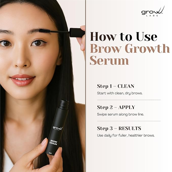 Grow Labs Eyebrow Growth Serum – with Biotin & Peptides – Regrow Eyebrow Hair – Nourishing Formula for Thicker, Fuller, Natural-Looking Brows – Vegan, Cruelty-Free – Made in USA – 5 ml