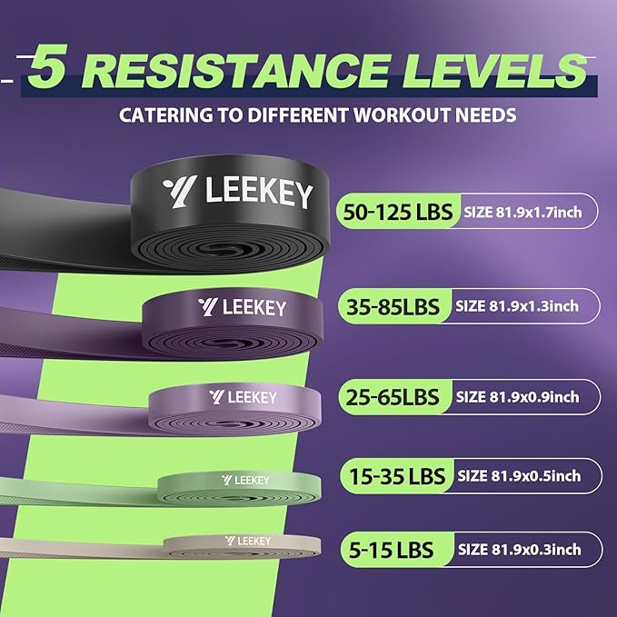 LEEKEY Resistance Bands, Exercise Bands with Handles,Pull Up Assist Bands - Band Set with Door Anchor - Bands for Working Out,Band for Men and Women Fitness Training,Home Workouts
