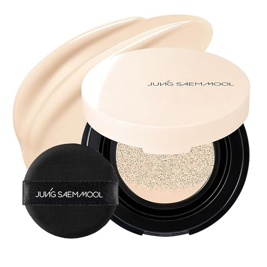 JUNG SAEM MOOL Essential Skin Nuder Cushion | Natural Finish, Buildable Coverage Cushion Foundation by Korean Makeup Artist (Mini, 0.17 Fl Oz), 13W Fair Ivory