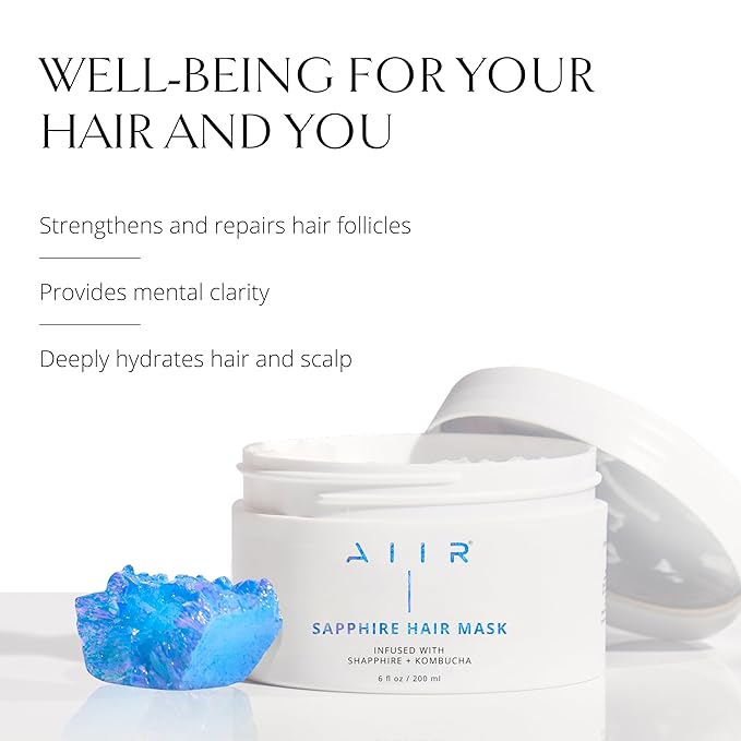AIIR Sapphire Mask - Deep Conditioning Hair Treatment for Damage Hair Repair, Hyaluronic Acid Hydrates & Moisturizes Dry Hair, Strengthen and Smooth Frizzy Hair, Color Safe, 6 oz