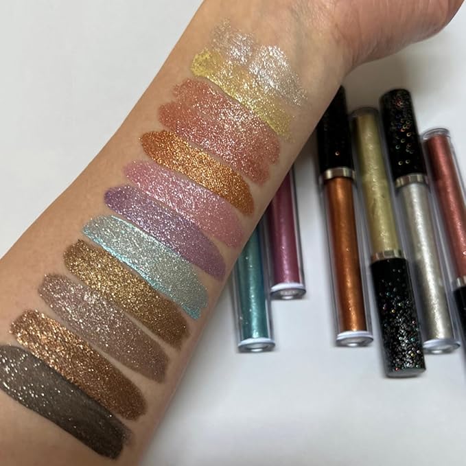 Eyeshadow liquid Glitter Long Lasting Pigments Metals Gloss Shimmer Eyeshadow Glow Eye Makeup (Rosegold)
