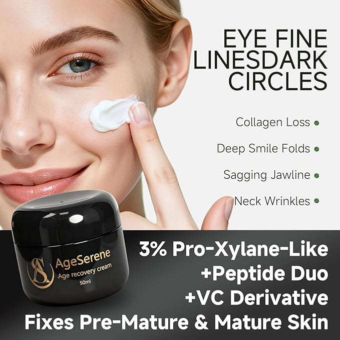 AgeSerene Face Moisturizer for Women, Anti-Aging Night Cream to Reduces Wrinkles and Firms Skin, Boosts Collagen | 48H Hydration, Peptides, Vitamin C & Vit E, Tightening Skin Care
