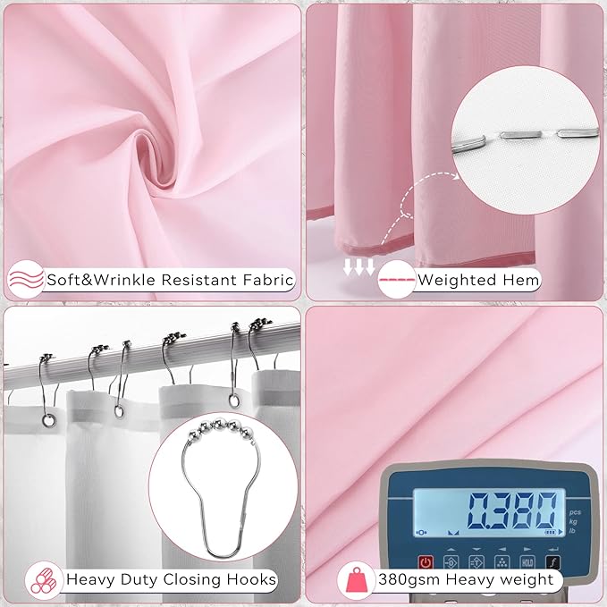 XLHOMO Pink Bathroom Accessories, 24 Pieces Pink Bathroom Accessories Set with Shower Curtain, Bath Towels, Trash Can, Soap Dispenser and Soap Dish for Bathroom/Housewarming