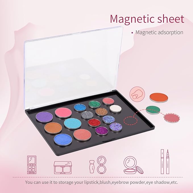 AJLTPA Magnetic Makeup Palette with Clear Top, Empty