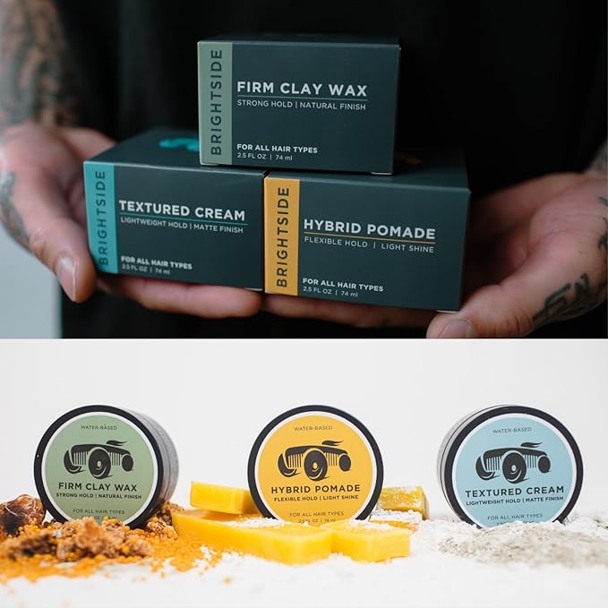 Brightside Textured Cream | Lightweight Hold Matte Finish | Water Based Clay Blend | for All Hair Types | Styling Product