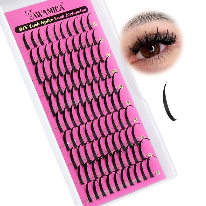 Yawamica Spiky Lash Extension Premade Individual Lashes D Curly Cluster Eyelash Extensions 13-21mm Mix Length Wispy Lash Clusters Volume Fairy Eyelash Extension Supplies