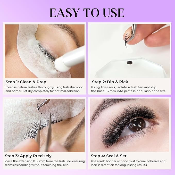 500 pcs Narrow Promade Loose Fans – 5D Volume 0.07 C Curl, 8–19 mm Mixed Length, Matte Black Handmade Lash Extensions, Thick Wispy Lashes for Pros (Black-C-0.07-8mm)