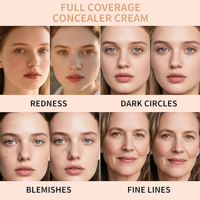 2 Pcs Liquid Concealer Makeup, Eye Concealer, Full Coverage Concealer For Dark Circle Reduces Look of Fine Lines & Blemishes, Buildable Coverage (WARM PEACH)