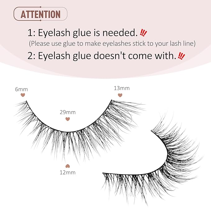 Onlyall Natural Lashes Wispy Lashes Natural Look False Eyelashes Soft Fluffy Fake Eyelashes 7 Pairs D1 Natural (6-13MM)