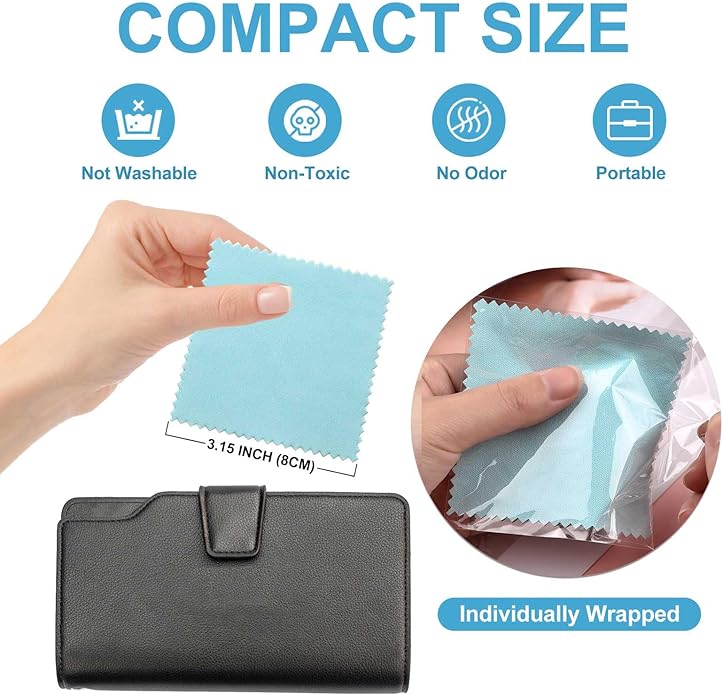 SEVENWELL 50pcs Jewelry Cleaning Cloth Pink Polishing Cloth for Sterling Silver Gold Platinum Small Polish Cloth 8x8cm
