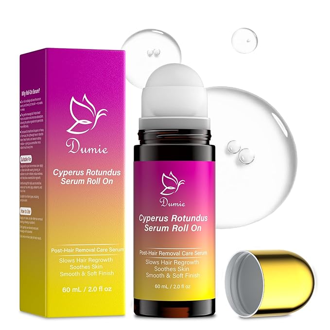 Cyperus Rotundus Serum Roll-On – Ingrown Hair & Razor Bump Treatment, Natural Hair Growth Inhibitor & Smoothing Solution for Sensitive Skin, Non-Greasy Post Hair Removal Care(60ml)