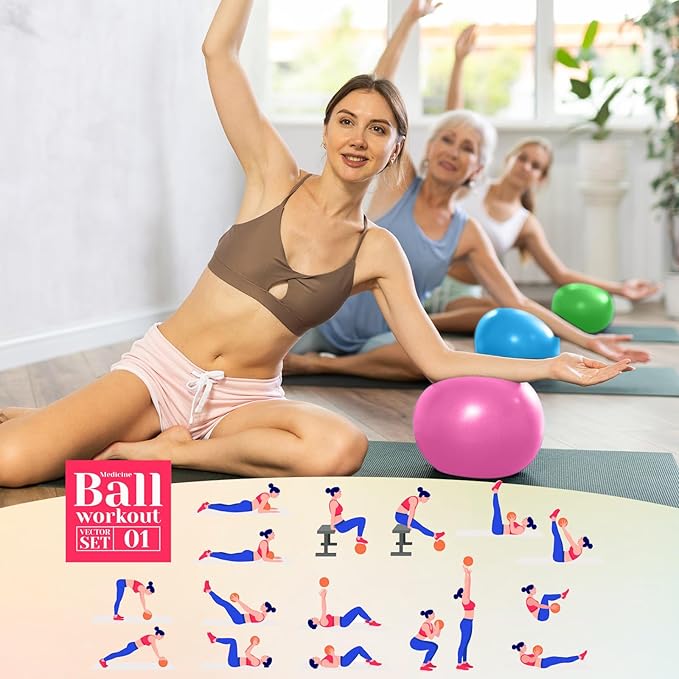 Aoriher 10 Pcs Small Exercise Pilates Ball 9 Inch Mini Yoga Balls Anti Burst and Slip for Stability, Fitness, Physical Therapy, Stretching & Core Strength Workout at Home Gym Office