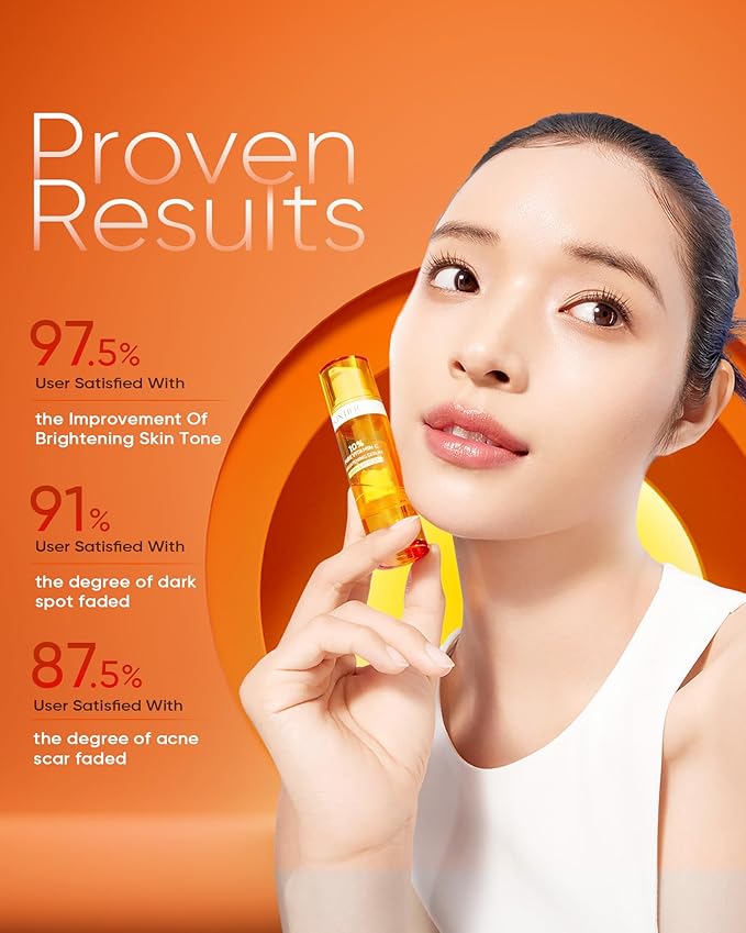 Dual-Chamber Fresh Vitamin C Brightening Serum for Face, 10% Pure Vit C Powder Serum, Dark Spot Corrector, Oxidation-Proof with UV Shield